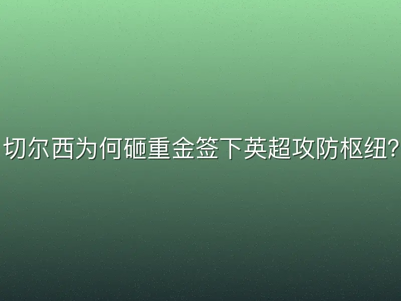 切尔西为何砸重金签下英超攻防枢纽？